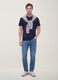 Blue mercerised pure cotton crew-neck T-shirt, regular fit_1