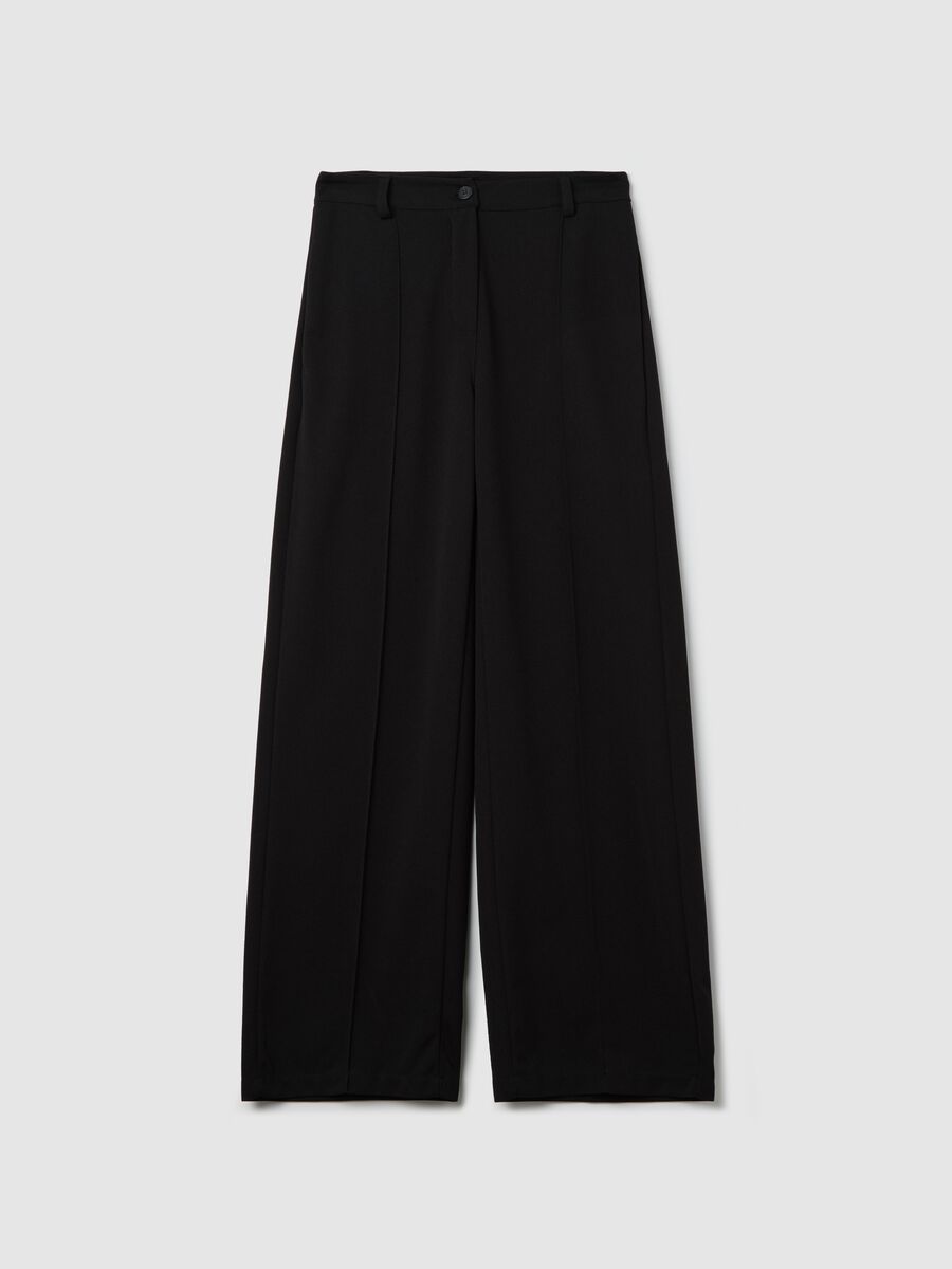 Black palazzo trousers with pockets_4
