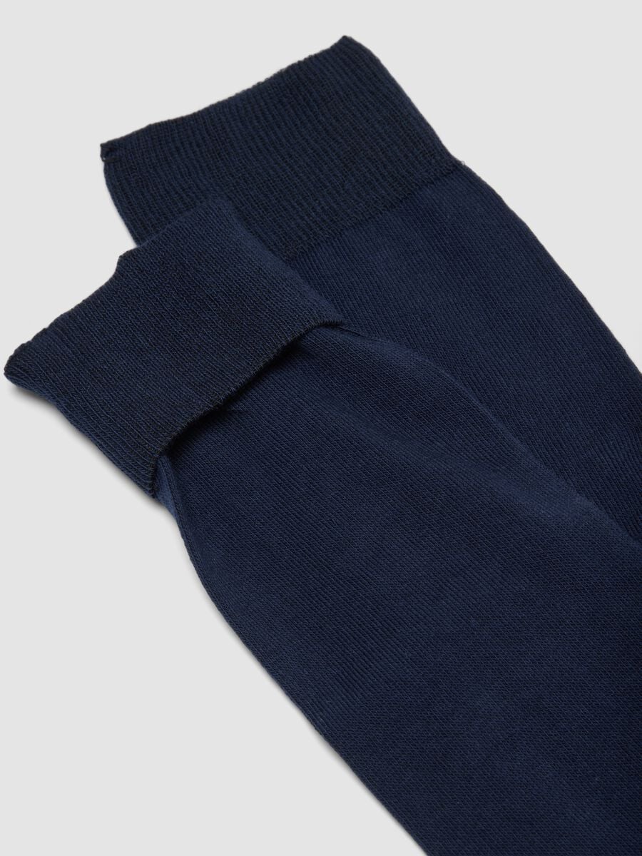 2-pack of navy blue long socks in stretch cotton_1