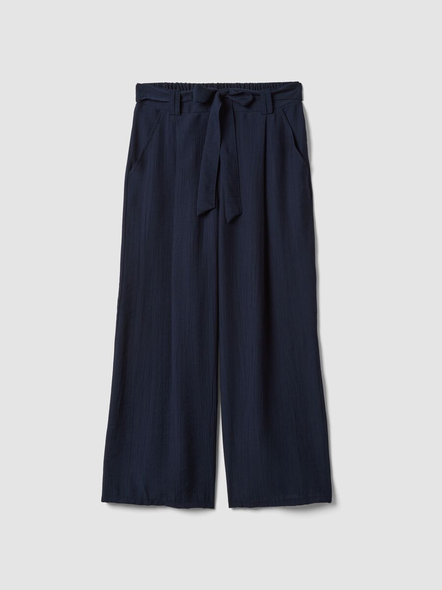 Blue palazzo trousers in a viscose blend, regular fit_0