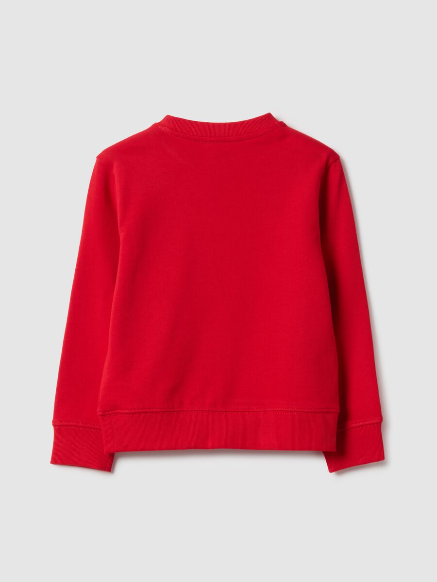 Kids' red crew neck sweatshirt in pure cotton regular fit_1