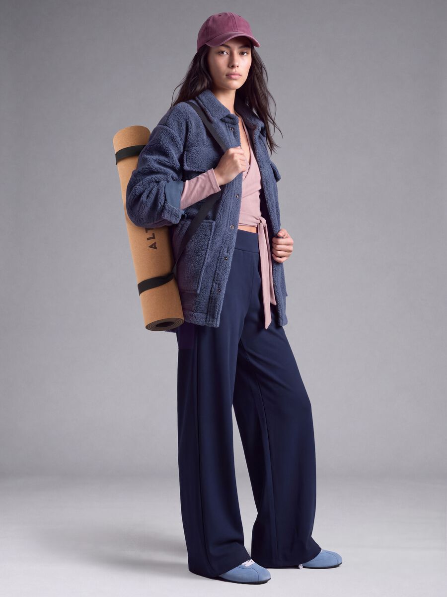 Pantaloni blu in tessuto elasticizzato wide leg ALTAVIA STUDIO_0