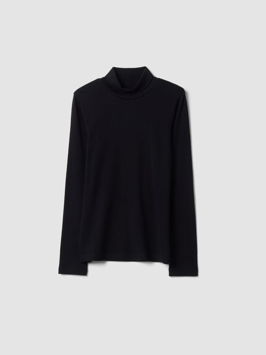 Black organic cotton turtleneck T-shirt_0