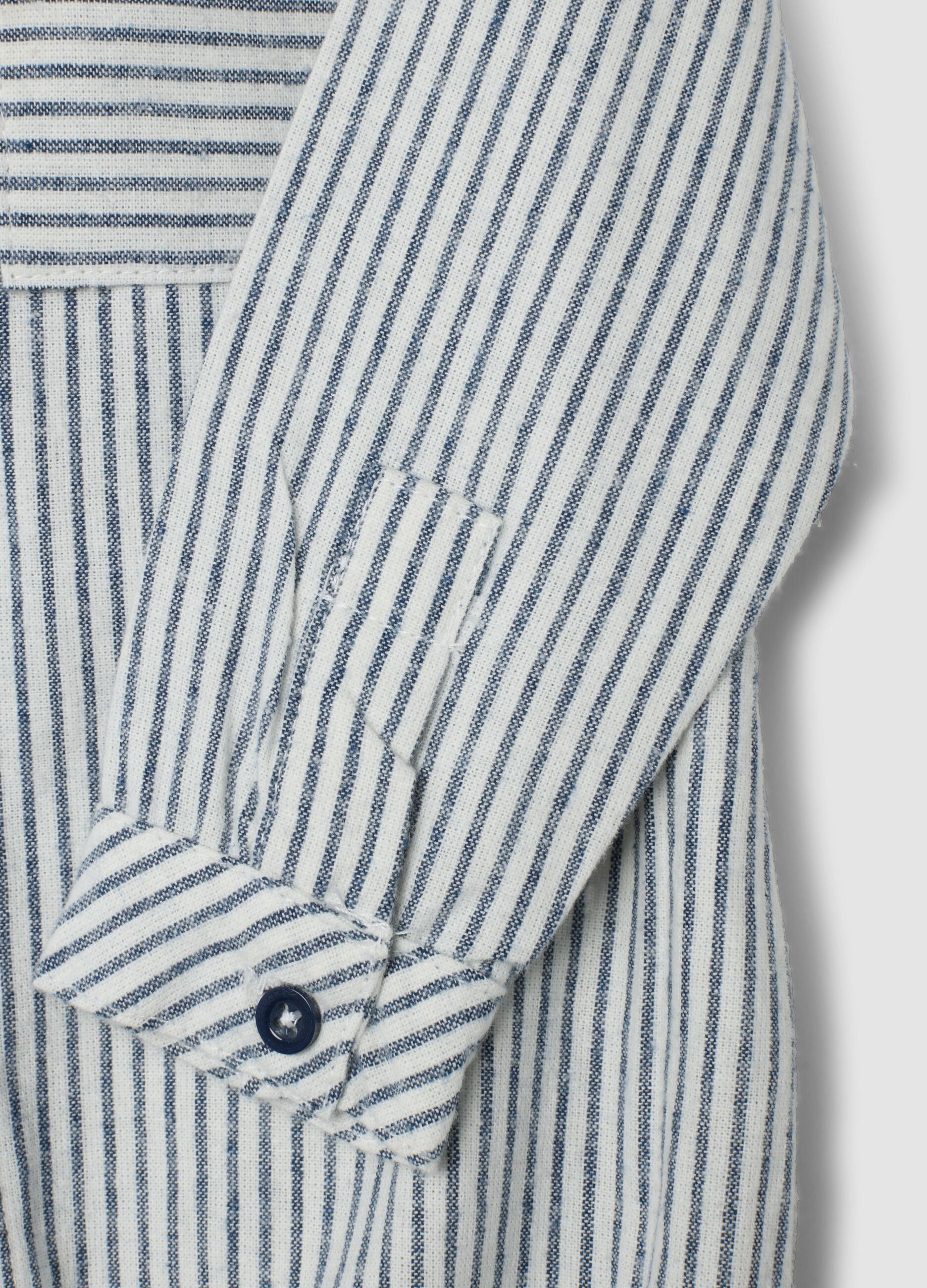 Body bianco in puro cotone con colletto e righe