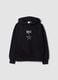 Black cotton-blend hoodie for girls, regular fit_3