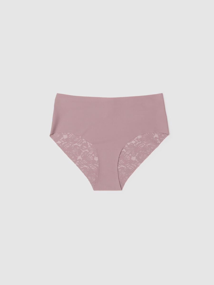Slip in pizzo elasticizzato rosa a vita alta_4