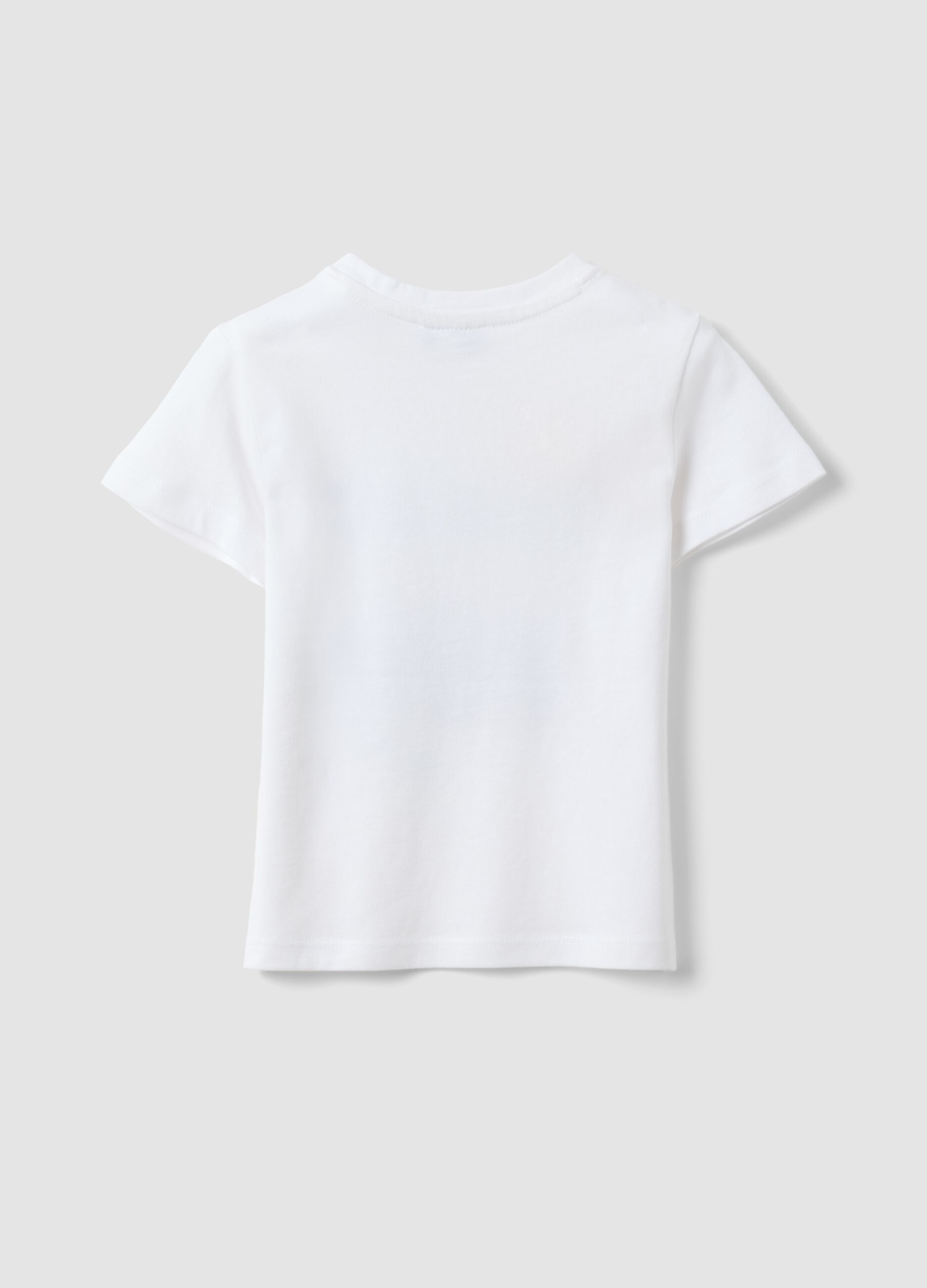 White pure cotton boys&rsquo; regular-fit T-shirt with print