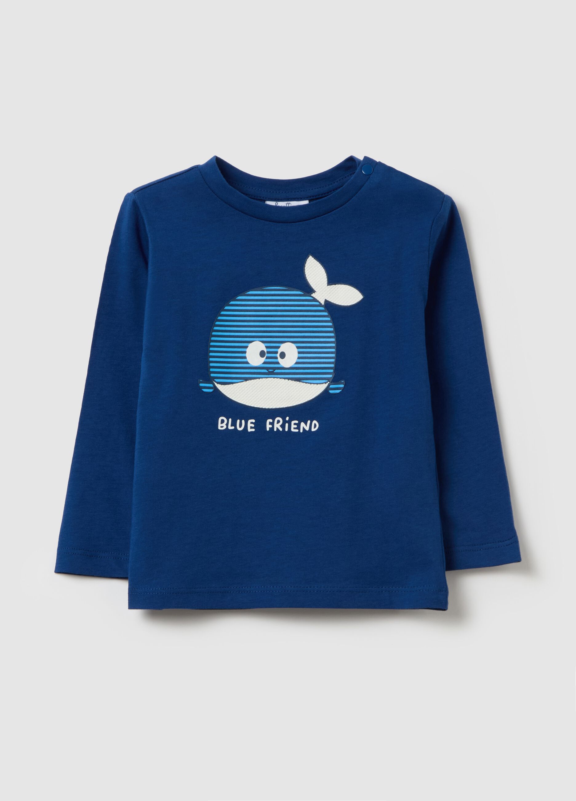 Cotton T-shirt with print and long sleeves