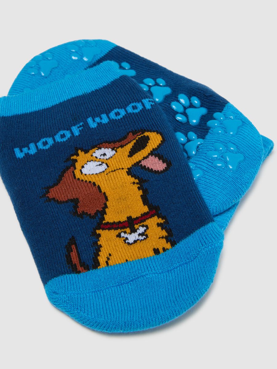 Calzini antiscivolo da bambino in cotone blu_0