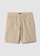 Beige five-pocket linen and cotton blend Bermuda shorts_4