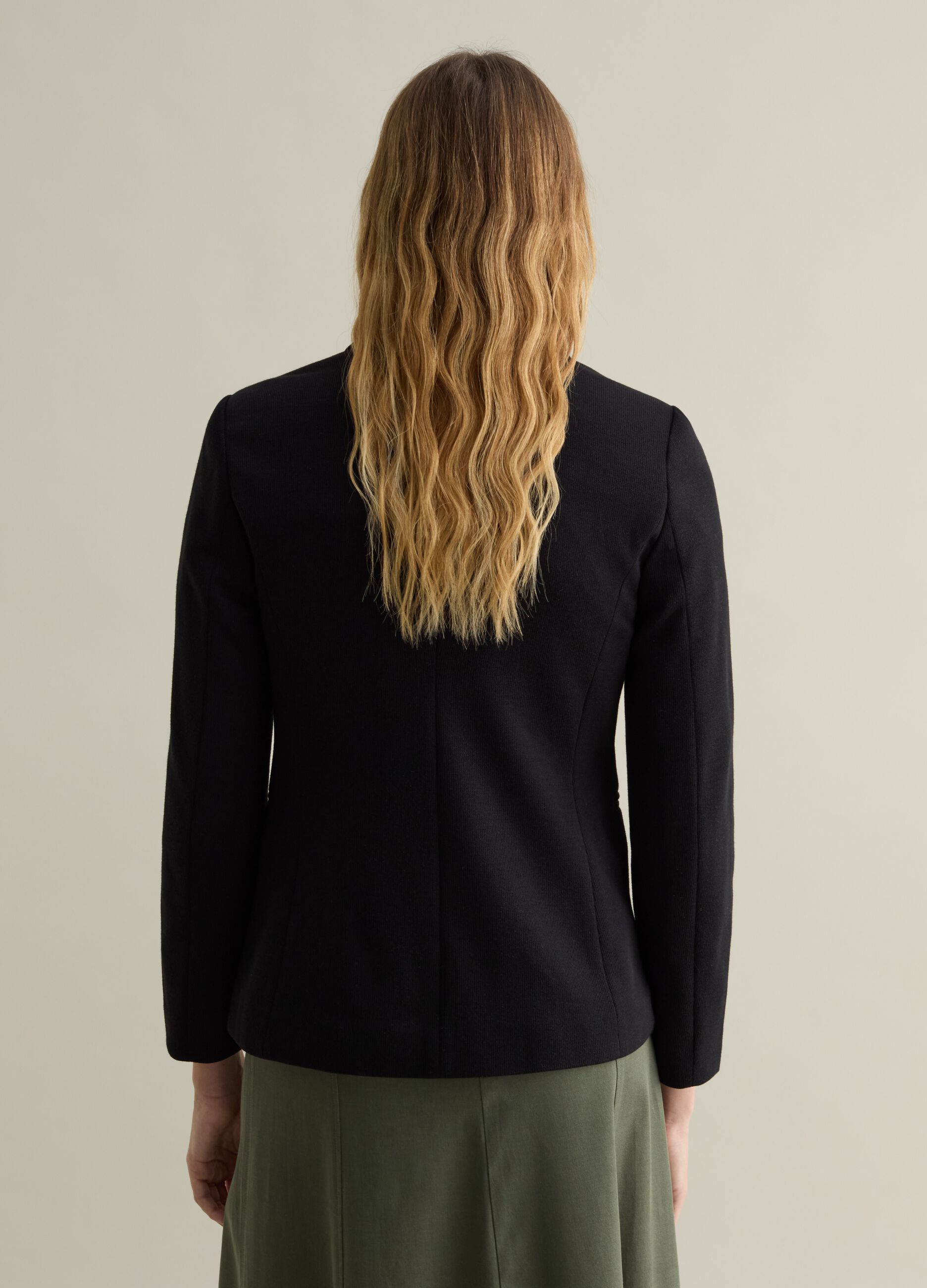 Double-breasted blazer in jersey with gold-coloured buttons