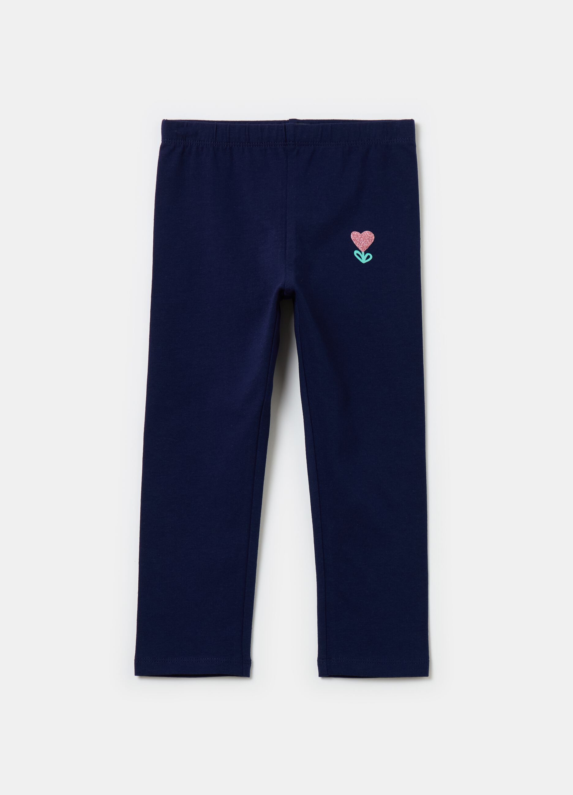 Leggings a tre quarti con fiore glitterato