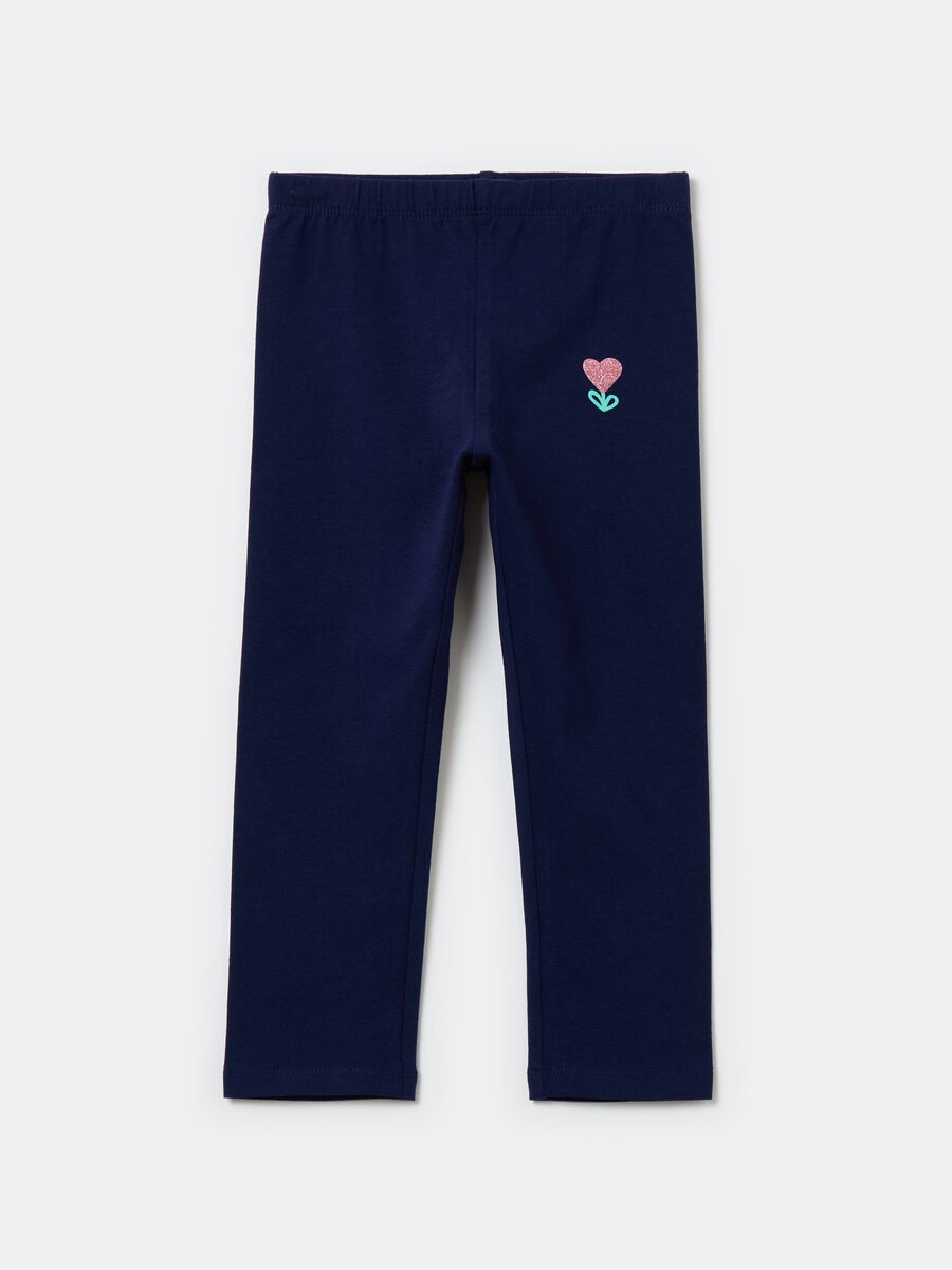 Three-quarter leggings with glitter flower_0