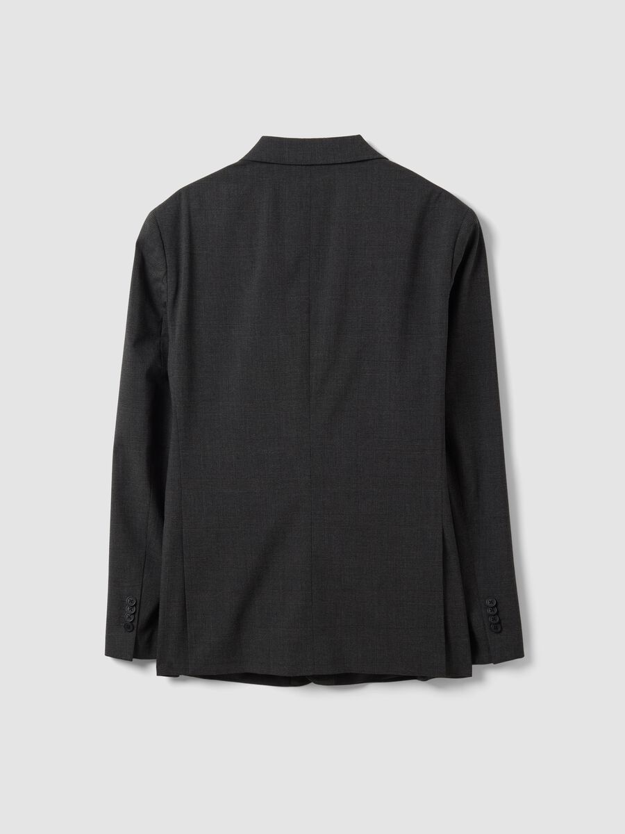 Grey stretch viscose blazer with classic lapels, slim fit_6