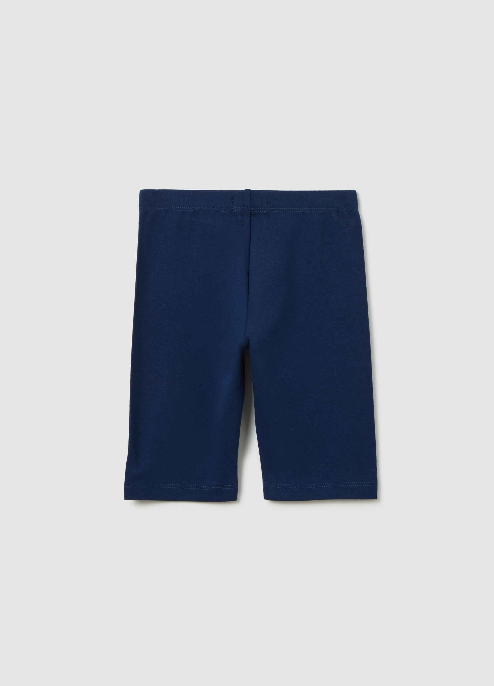 Girls' Blue Cotton Blend Skinny Fit Shorts