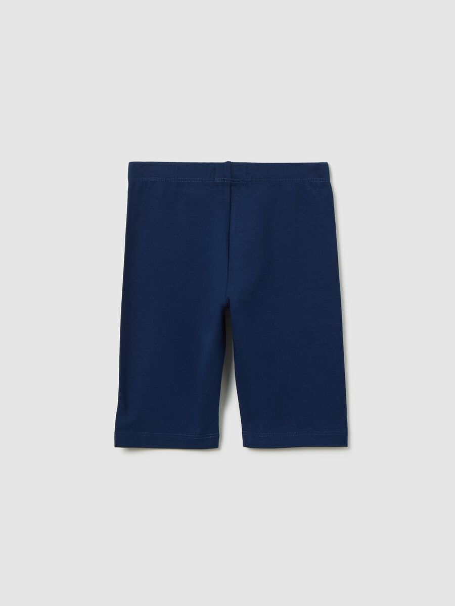 Girls' Blue Cotton Blend Skinny Fit Shorts_1