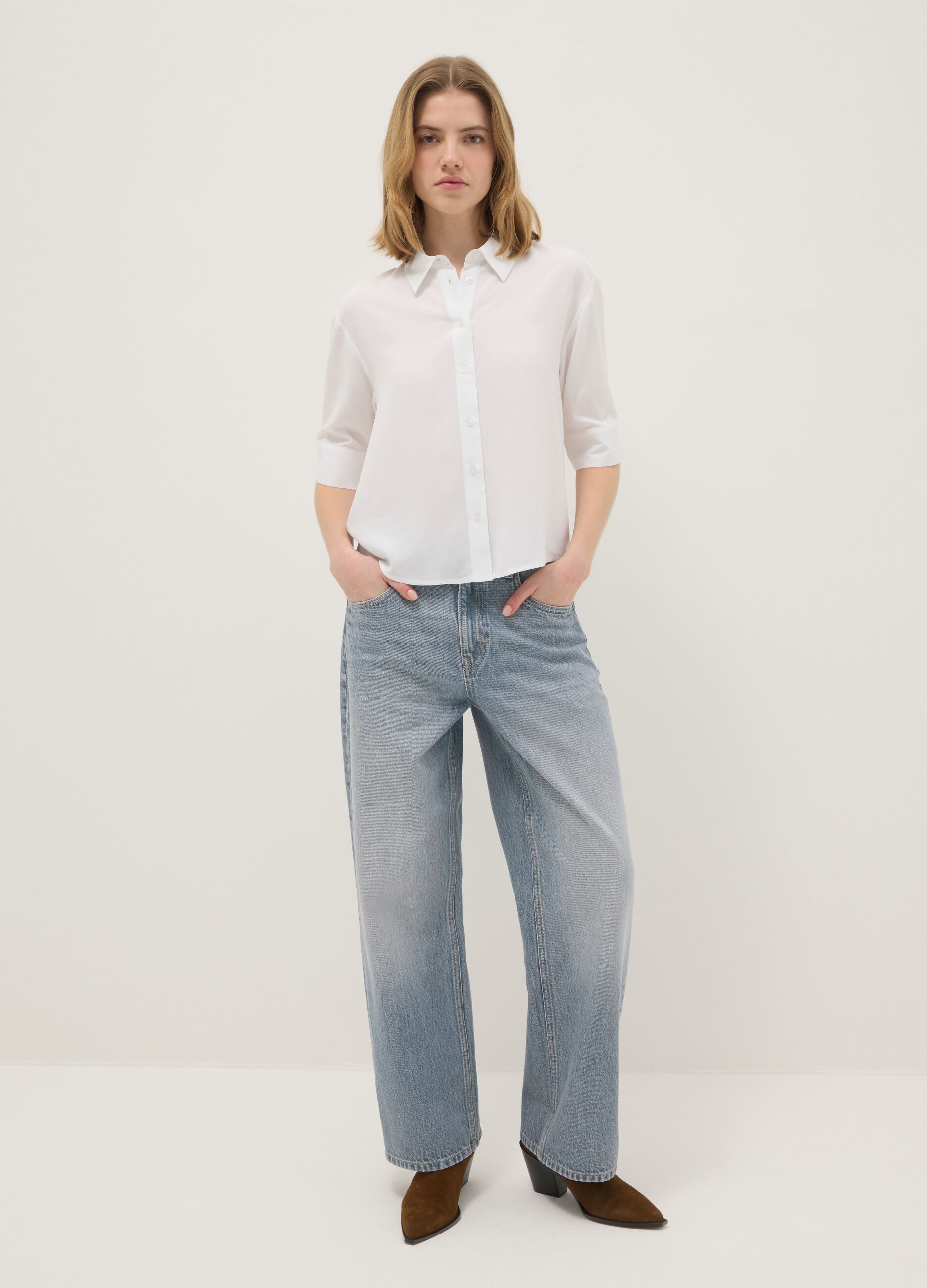 Baggy Jeans in Pure Light Blue Cotton