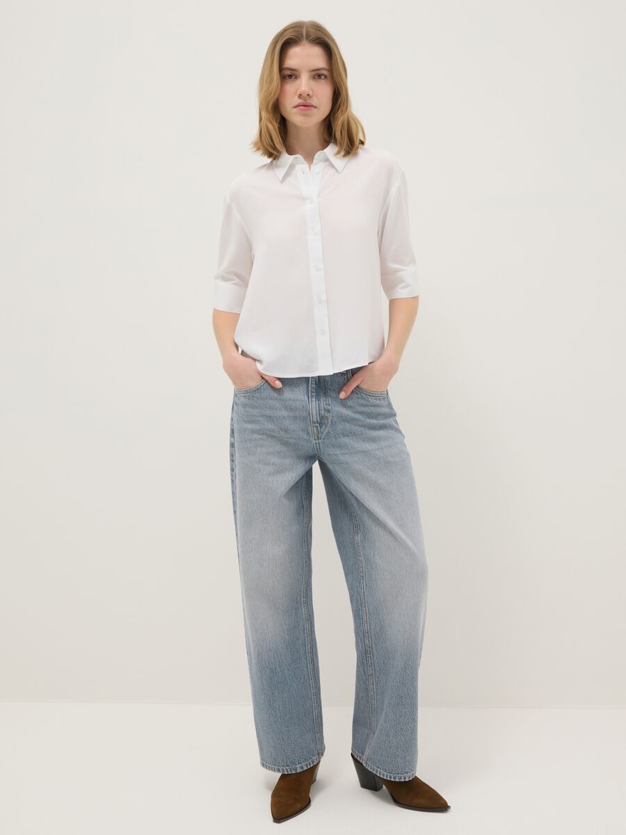 Baggy Jeans in Pure Light Blue Cotton_0