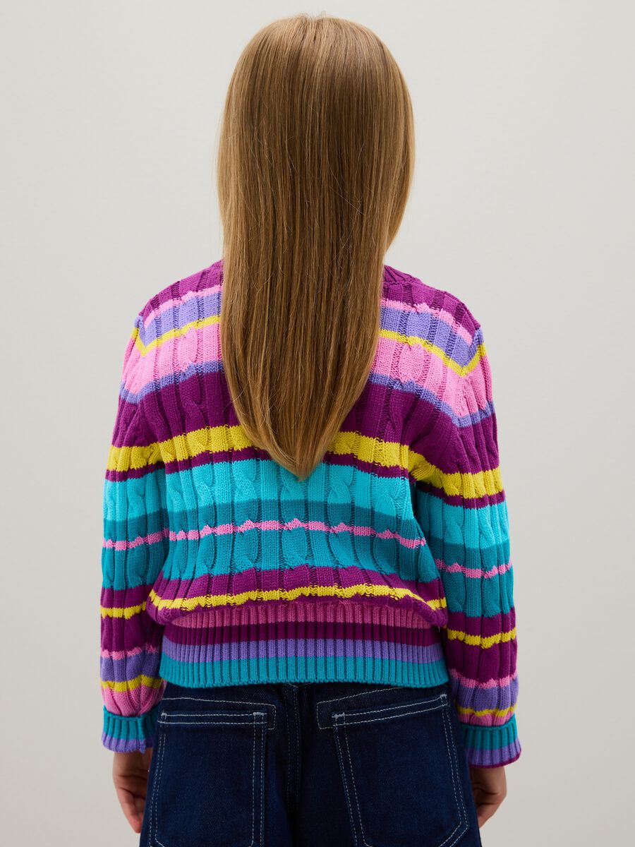 Girls' multicolour regular fit pure cotton sweater_1