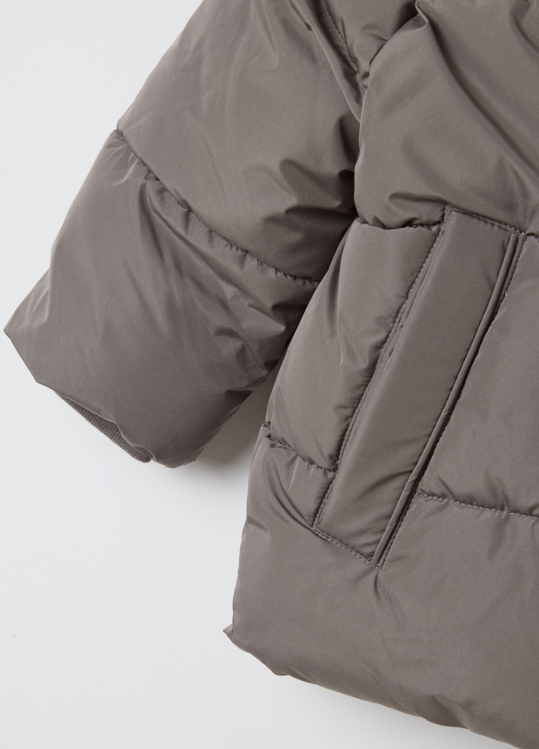 Grey Padded Children's Jacket with Hood