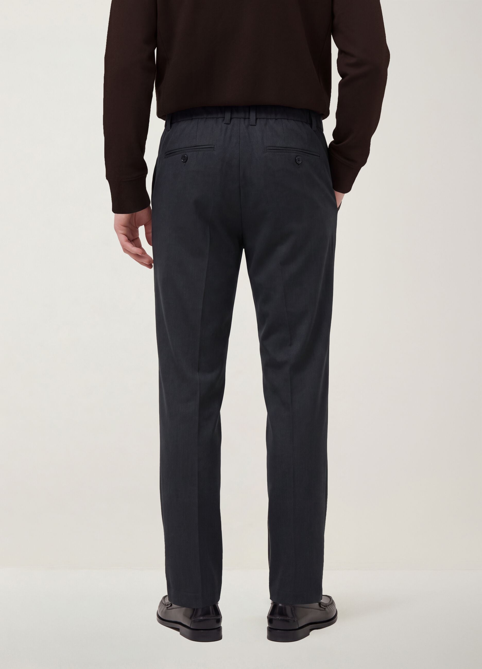 Grey slim-fit stretch viscose twill chino trousers