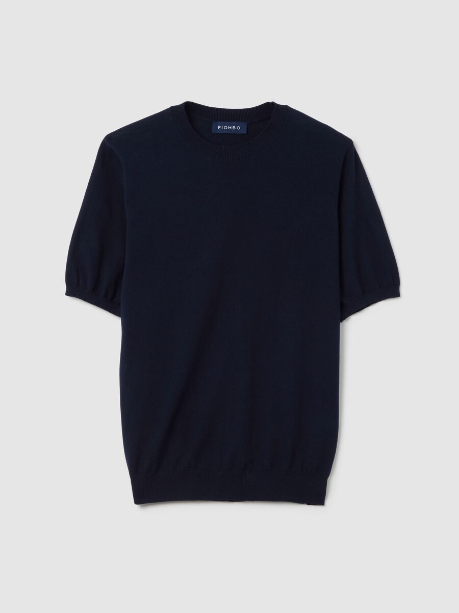 Blue T-shirt in cotton and silk_4