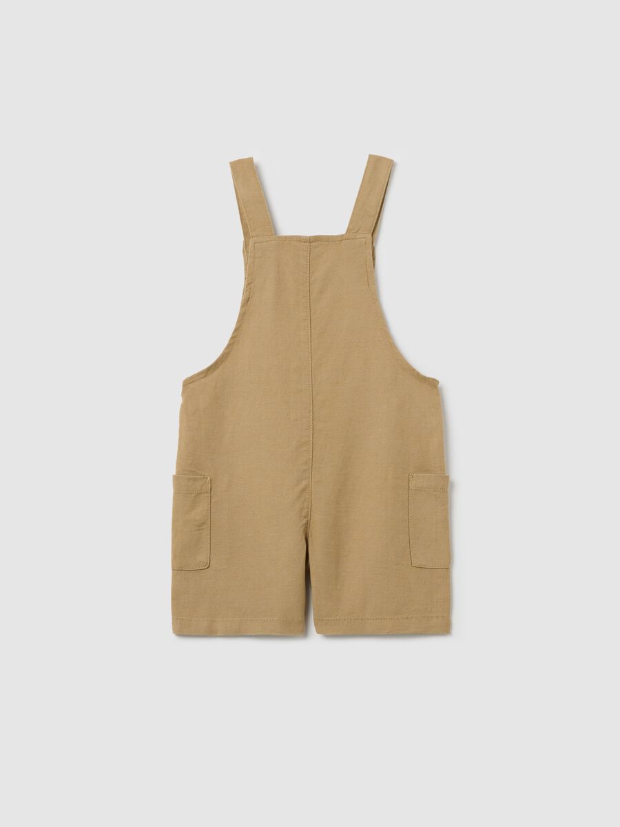 Short beige dungarees in viscose and linen_1