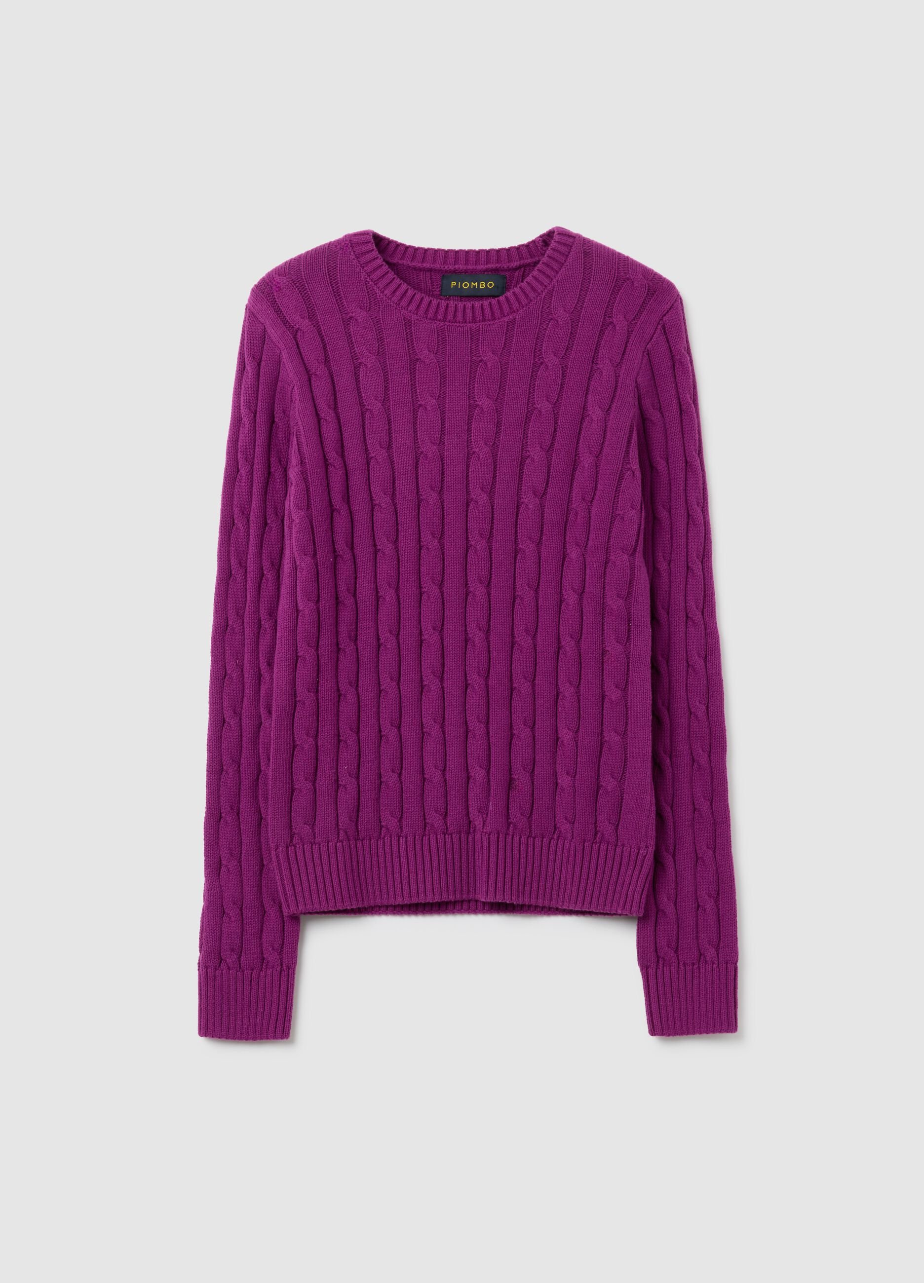 Maglione in puro cotone viola regular fit