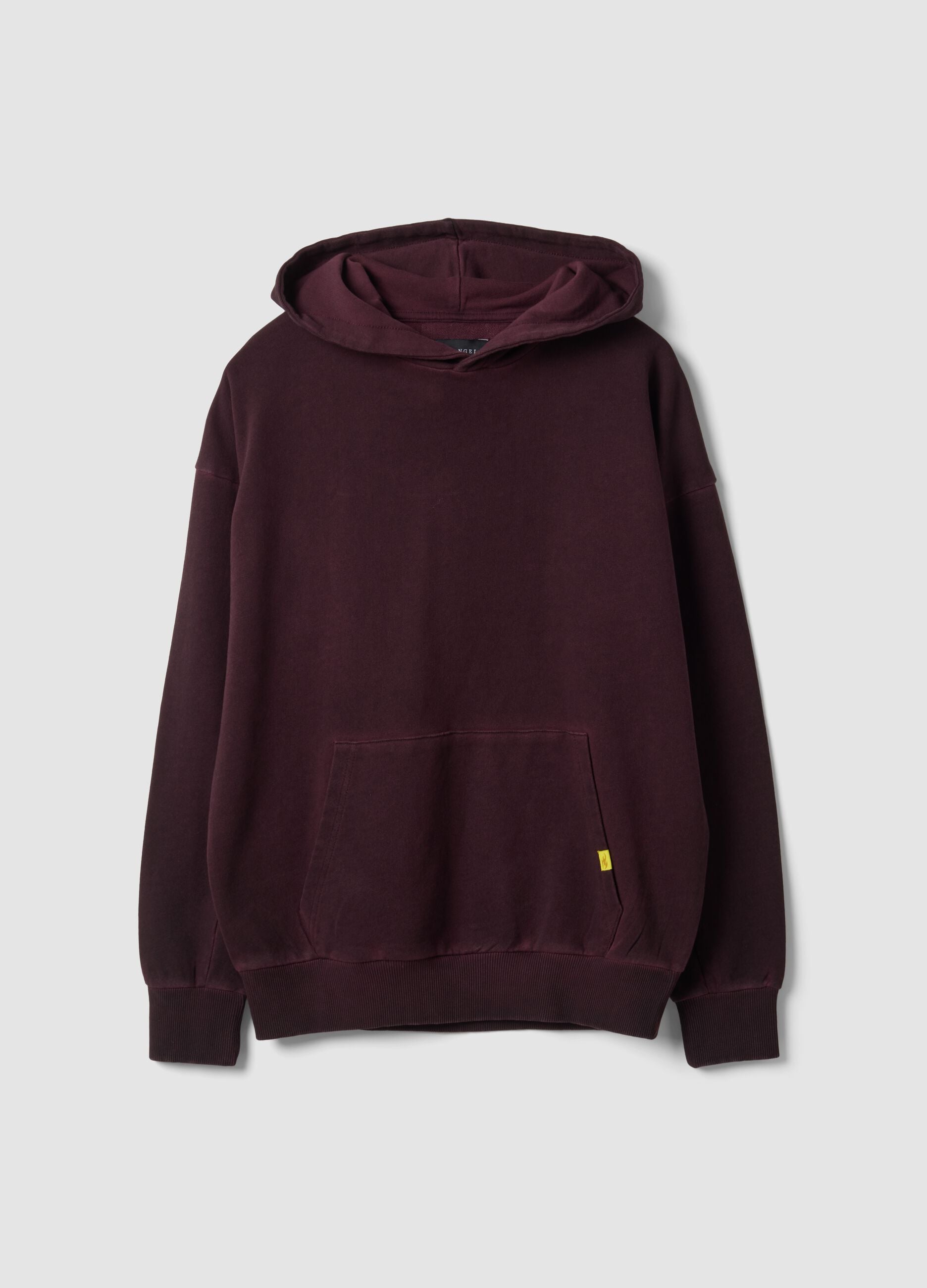 Felpa rossa in puro cotone con cappuccio over fit