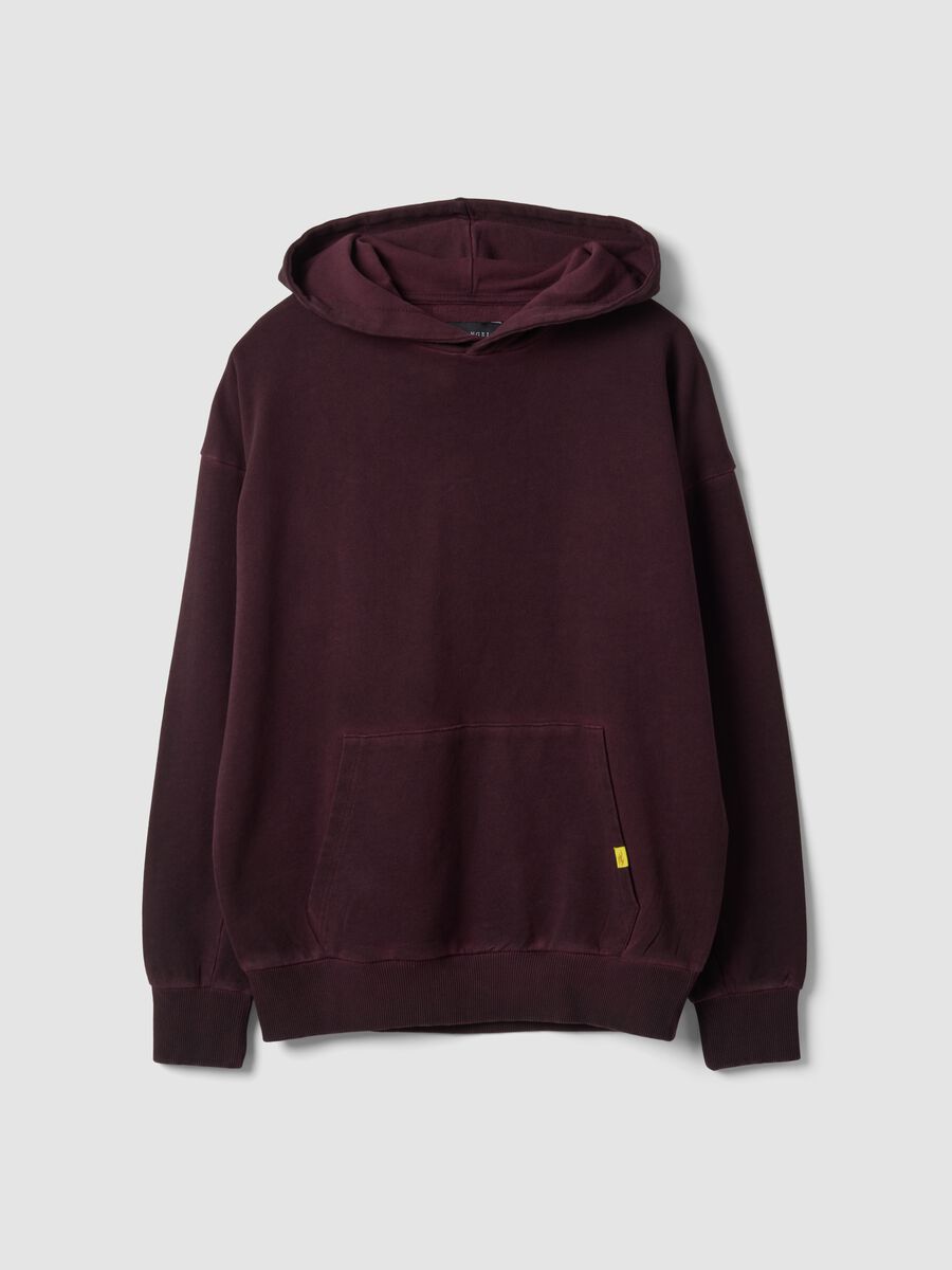 Felpa rossa in puro cotone con cappuccio over fit_4