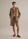 Regular Fit Brown Pure Linen Bermuda Shorts_0