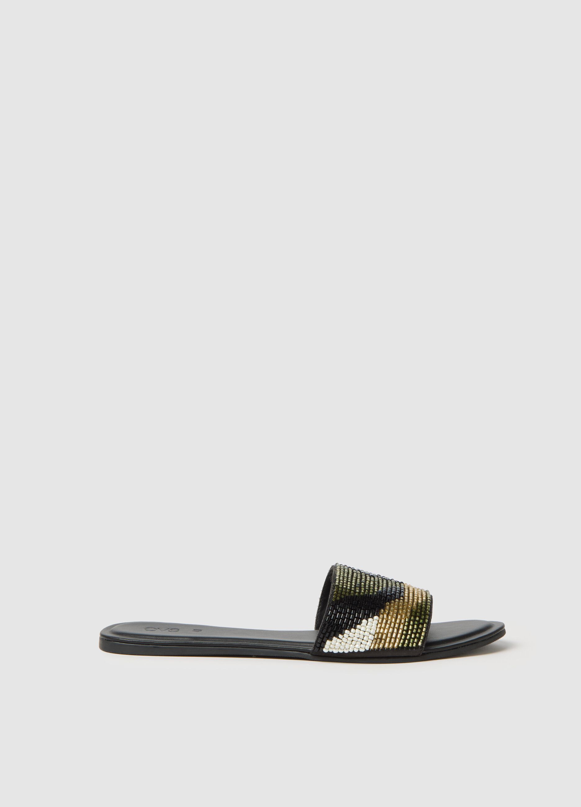 Women's Multicolour Mesh Sandals with Rhinestones