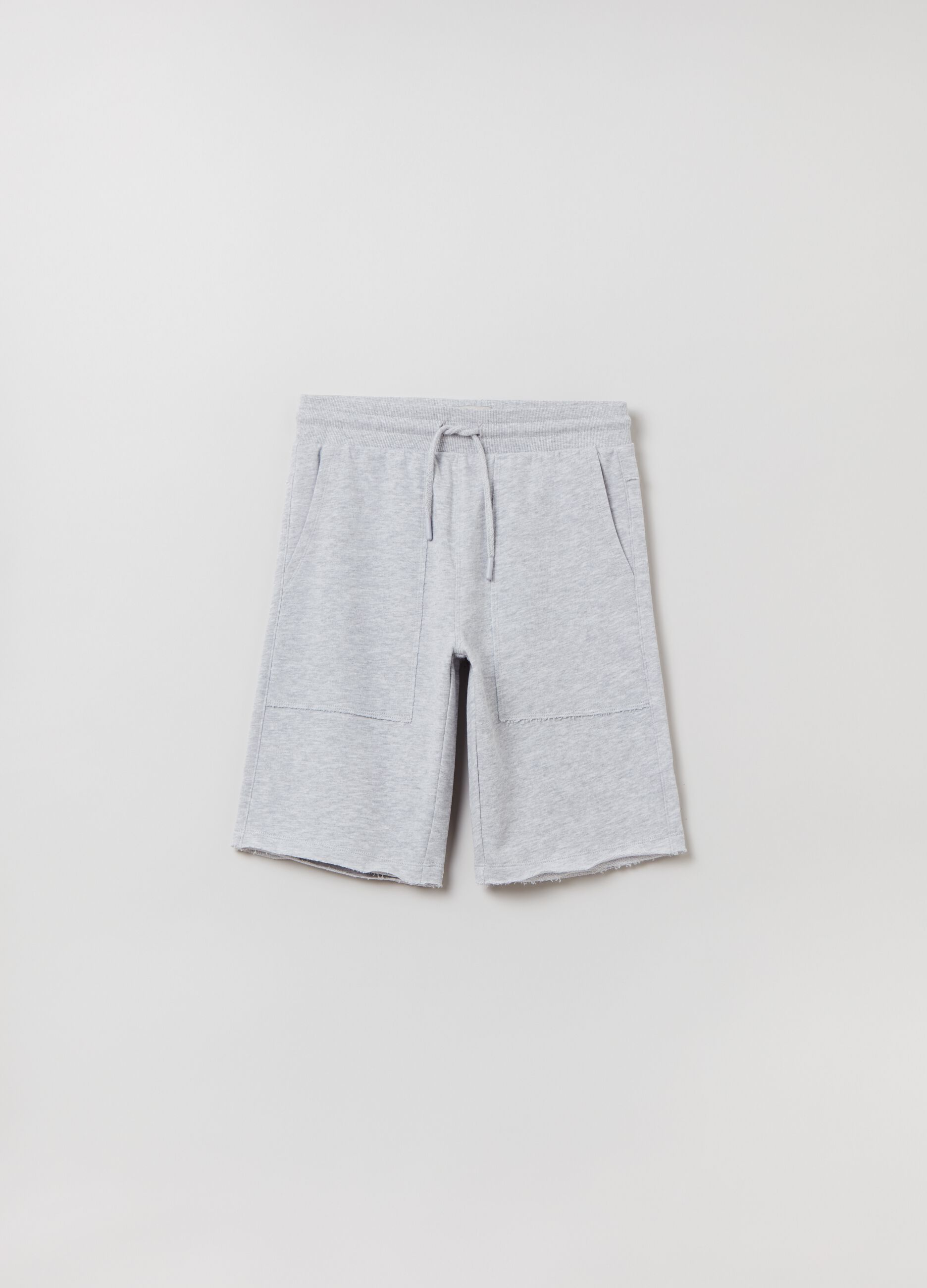 Fleece Bermuda shorts with raw edging