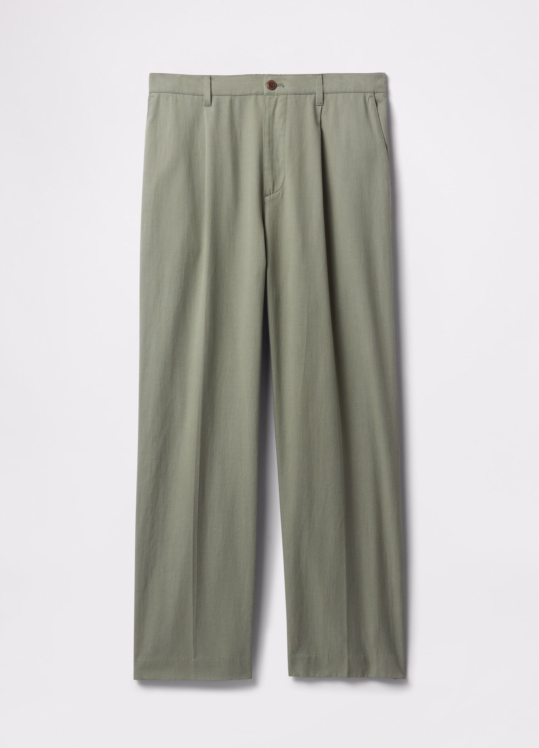 Green wide-leg trousers in Lyocell and cotton