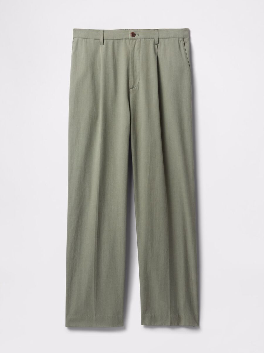 Green wide-leg trousers in Lyocell and cotton_5