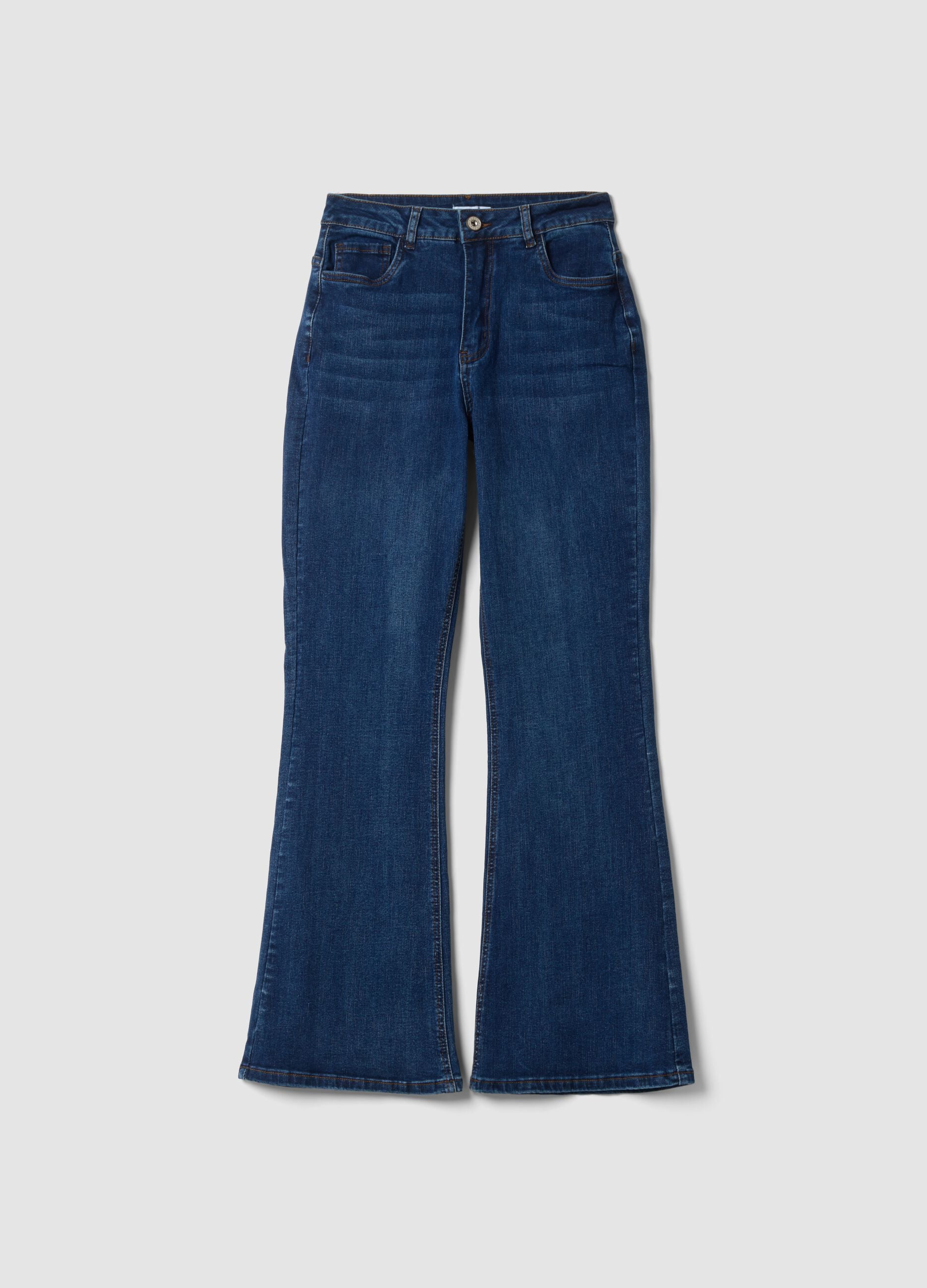 Regular-fit stretch cotton denim jeans