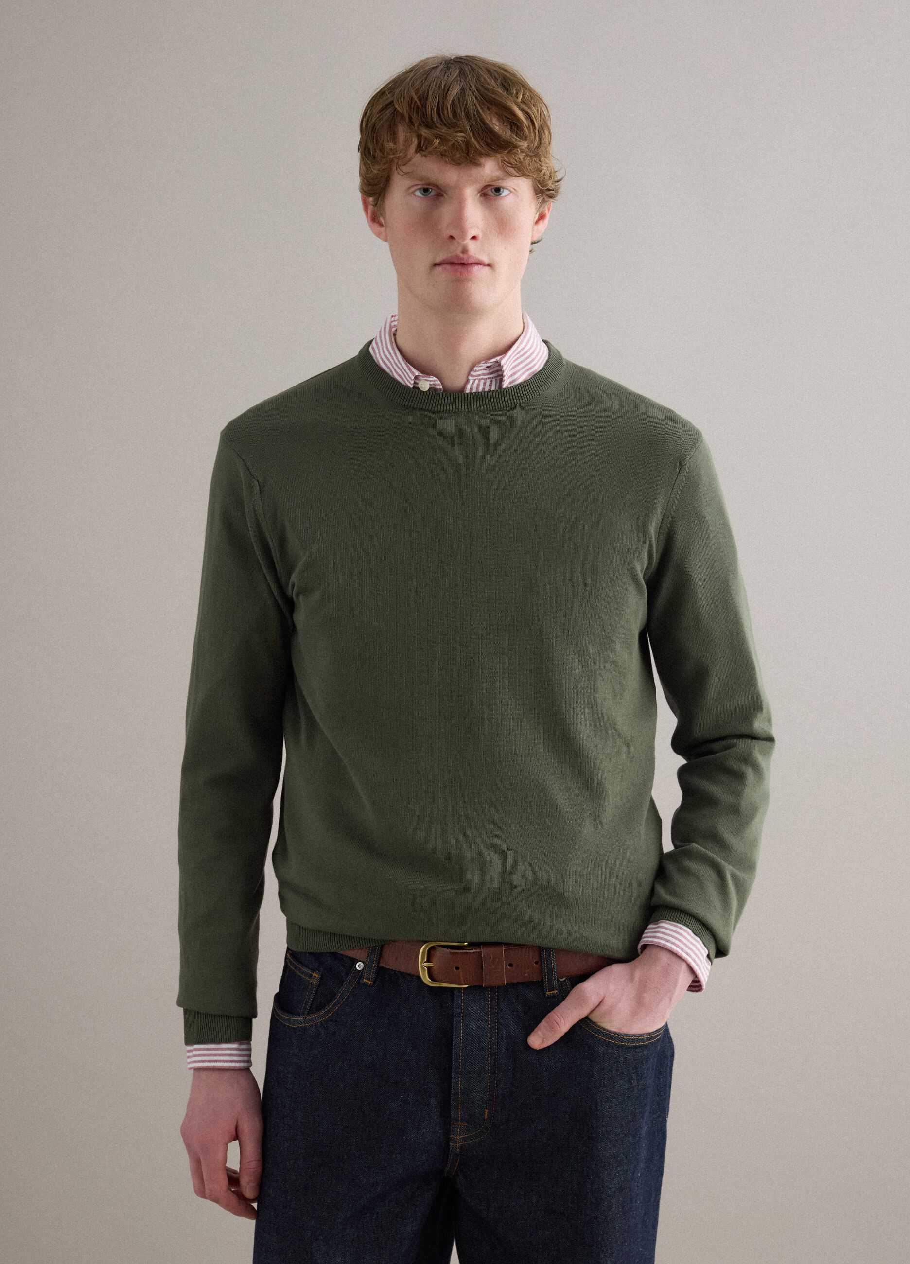 Green Pure Cotton Pullover