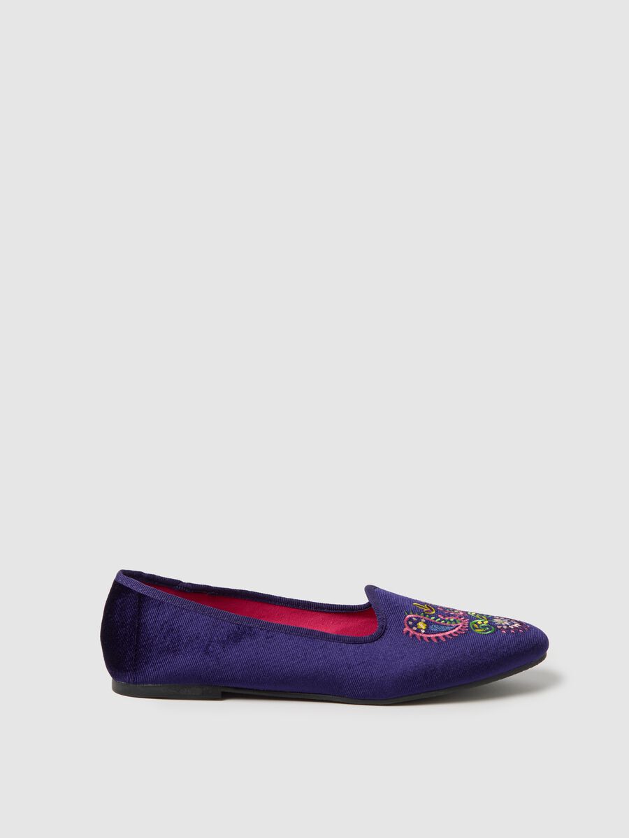 Velvet slipper shoes with embroidery_0