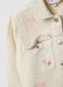 Girls' beige pure cotton jacket regular fit with embroidery_3