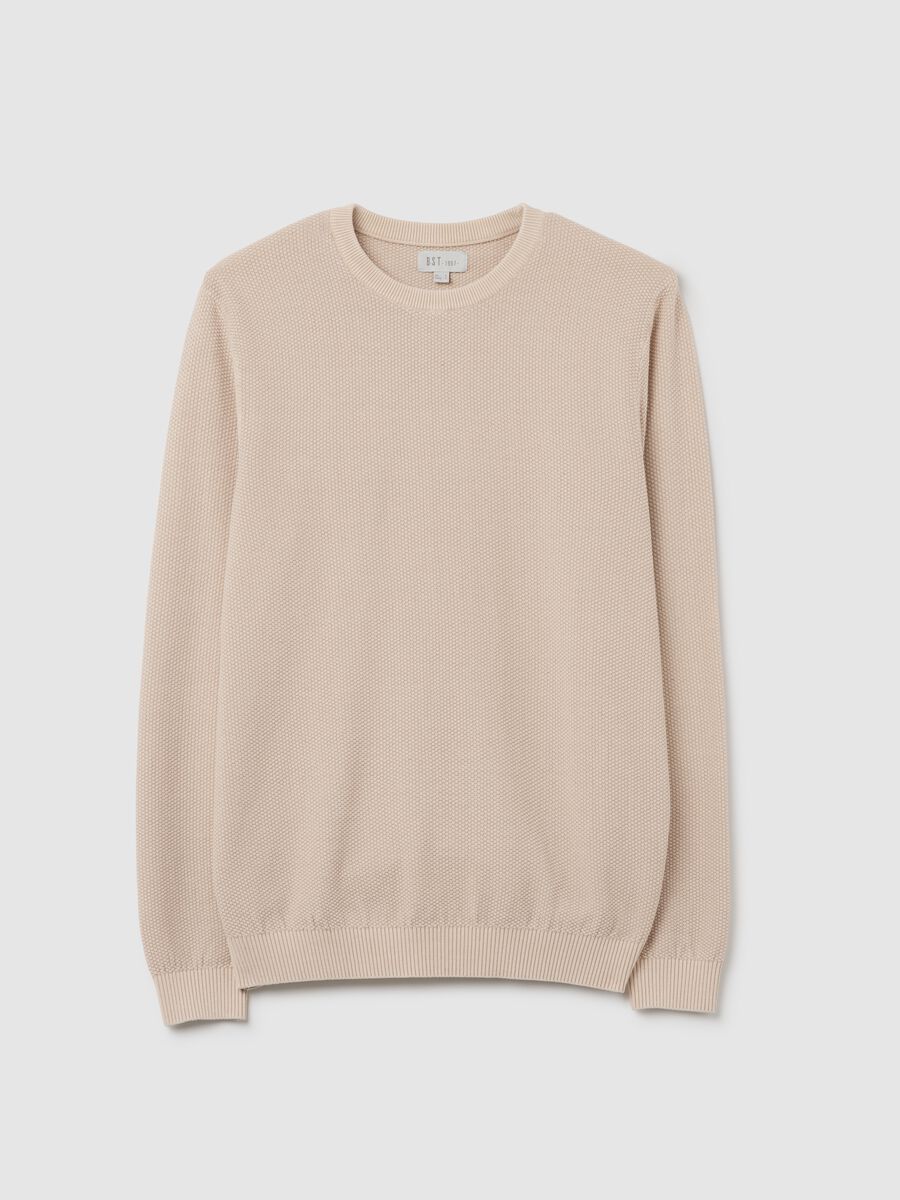Beige Cotton Crew Neck Jumper_4