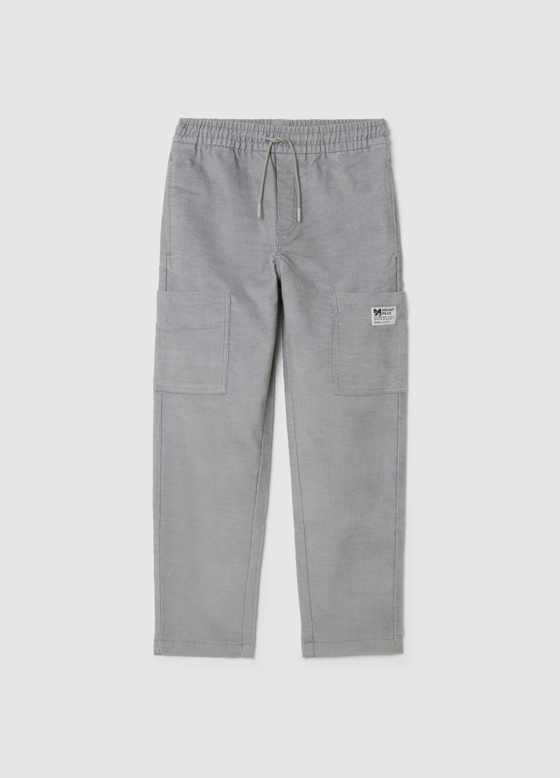 Grey Cargo Trousers in Cotton Blend