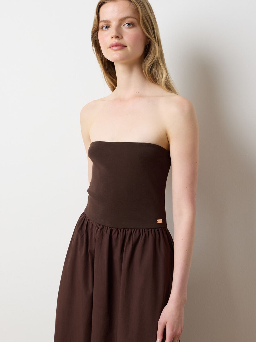 Long brown dress with bandeau top_2