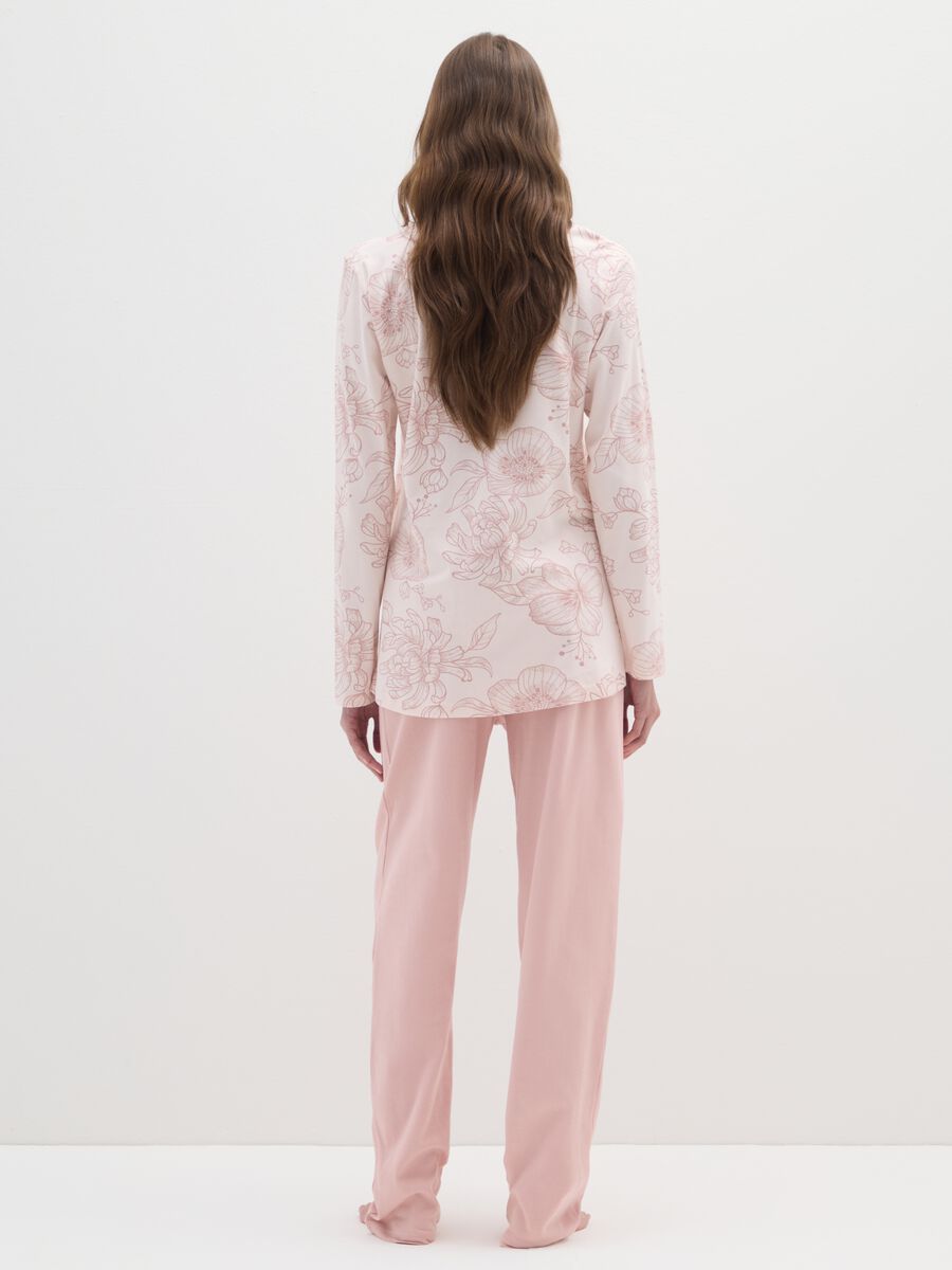 Pink pure cotton regular fit pyjamas with buttons_2