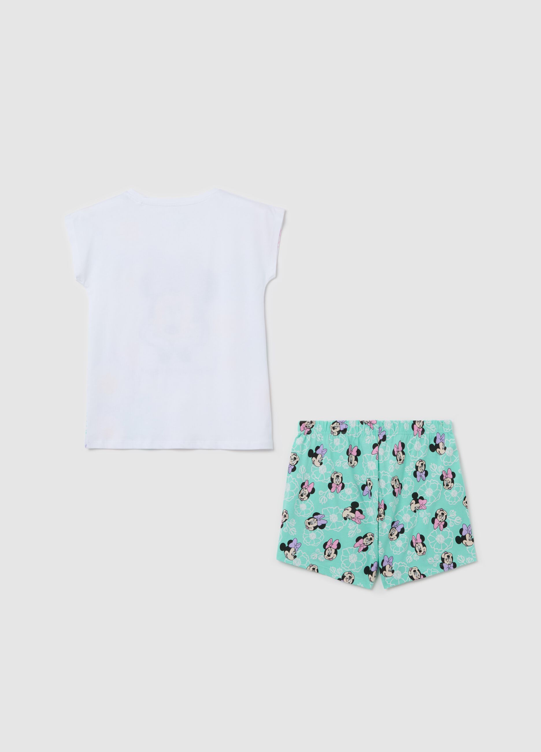 White and green cotton pyjamas with Minnie Mouse print