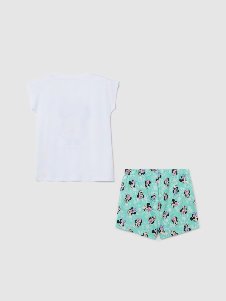 White and green cotton pyjamas with Minnie Mouse print_1