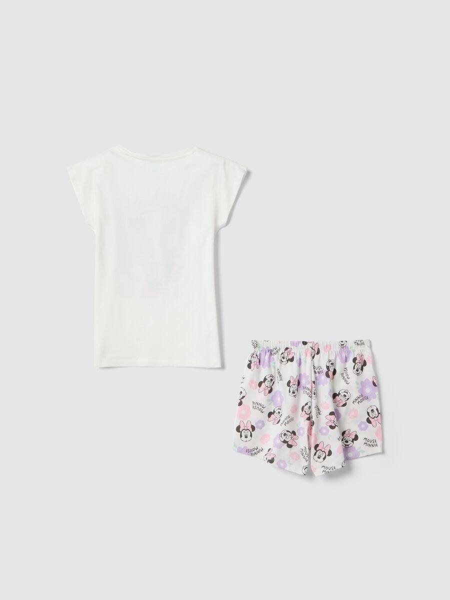 Pigiama in puro cotone bianco da bambina regular fit con Minnie_1