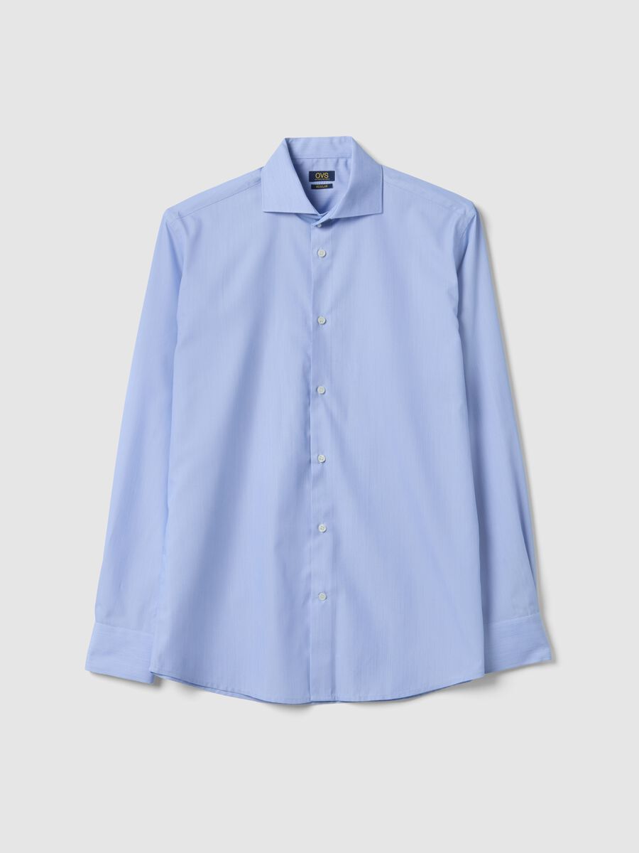 Regular fit blue shirt with French collar_0