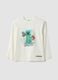 White crew-neck pure cotton T-shirt with Minecraft print_0