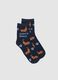 Christmas Socks in Blue Cotton Blend with Print_0