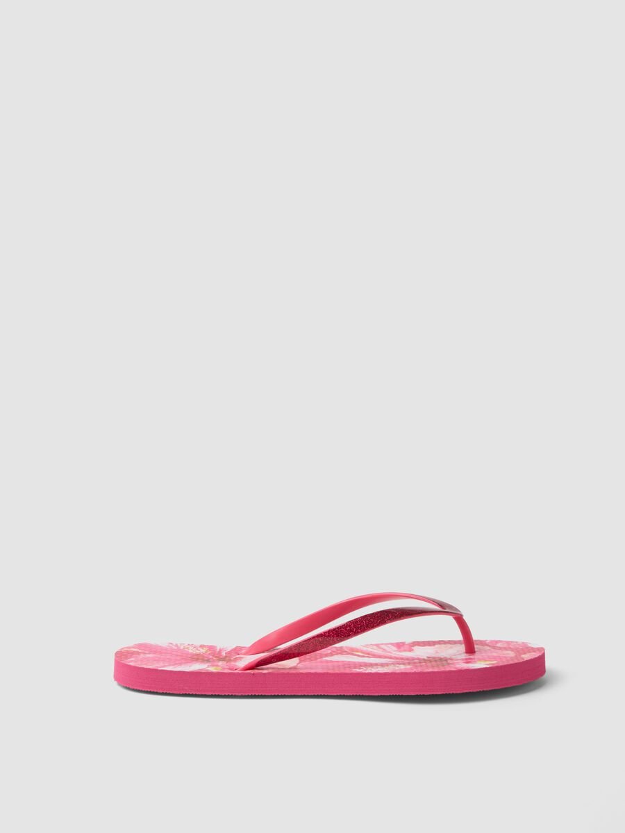 Pink floral-print flip-flops_0